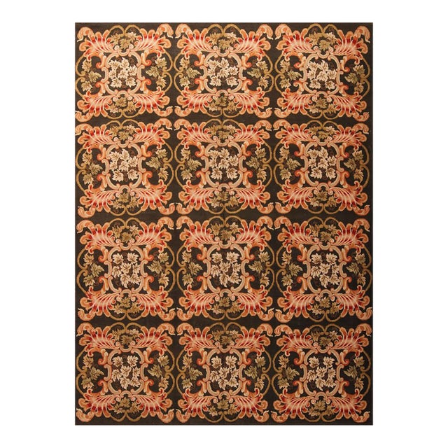 Rug & Kilim's Bessarabian Traditional Geometric Floral Green Pink and Black Wool Rug For Sale