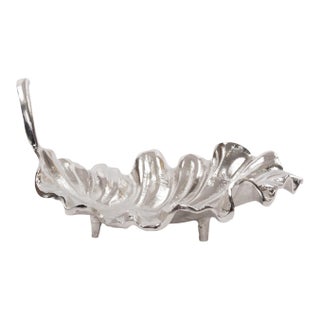 Calathea Leaf Polished Silver Sculpture- Large For Sale