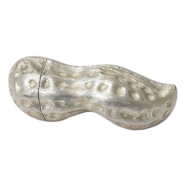 Vintage Mexican Sterling Silver Peanut Box, Hammered Texture, Twist-Off Cap, 12.57g, 2" For Sale