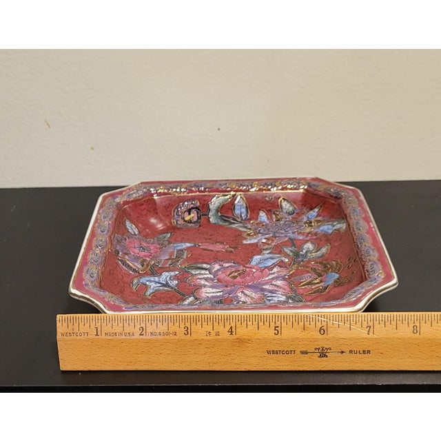 1980s Vintage Chinese Enamel Floral Plate For Sale - Image 5 of 10