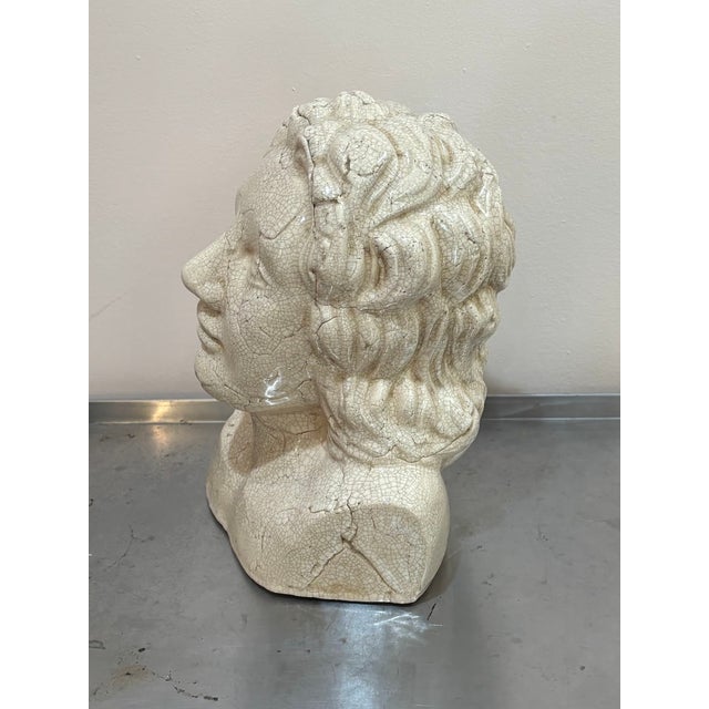 Heavy cream/ivory crackled ceramic woman bust/sculpture. Excellent condition.