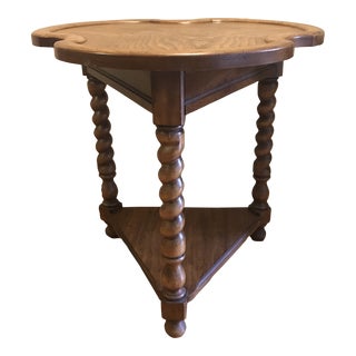 1960s Barley Twist Trefoil Side Table by Brandt Two Tier Oak For Sale