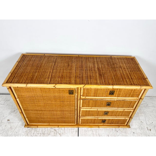 Vintage 70's Dal Vera Italian Rattan Sideboard For Sale In Tampa - Image 6 of 12