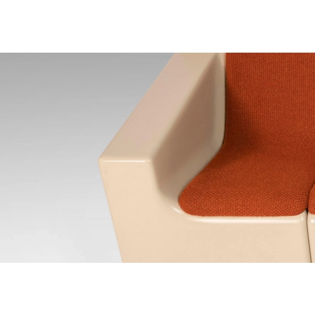 An extraordinary Space Age design. Constructed from Fiberglass with the original burnt orange woolen fabric. Circa, 1960s.