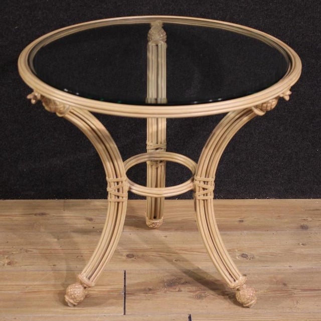 Italian Iron Side Table with Glass Top, 1970 For Sale - Image 11 of 13