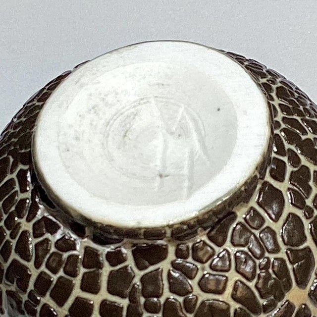 Ceramic Handmade Studio Art Pottery Vase Set of 2, Signed “Mh,” Abstract Design For Sale - Image 7 of 10