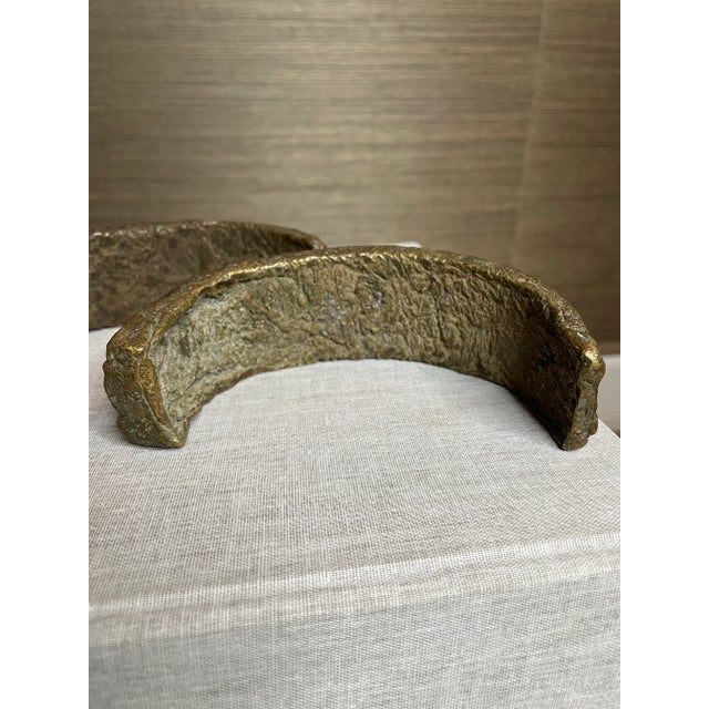 Metal Antique Bronze African Congolese Mounted Currency Cuffs- A Set of 2 For Sale - Image 7 of 7