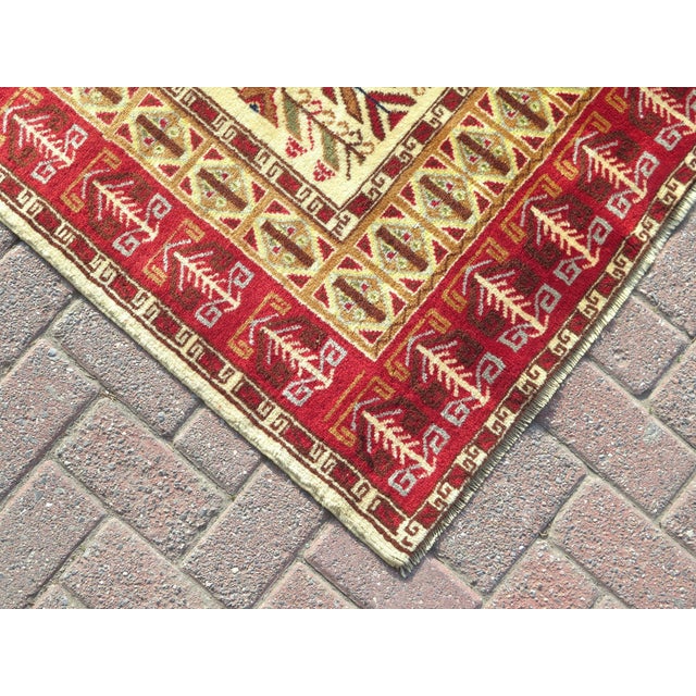 Mid 20th Century Vintage Turkish Wool Carpet Handmade Tribal Area Rug For Sale - Image 6 of 11