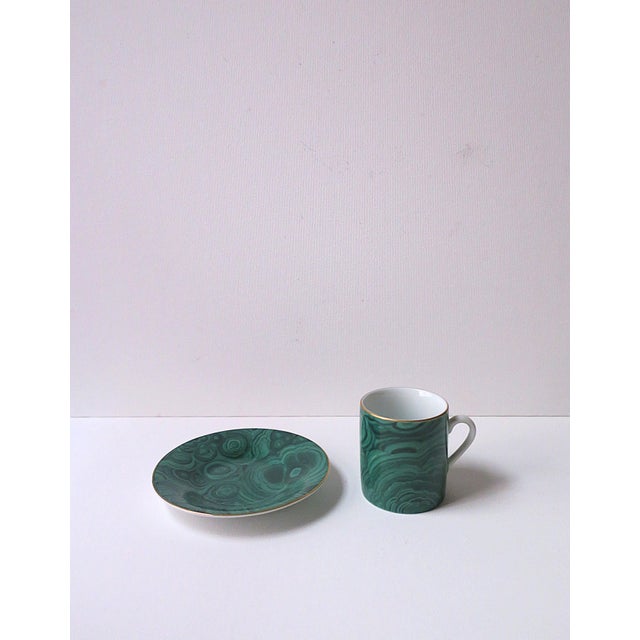 Malachite Porcelain Espresso Coffee Cup and Saucer, 3 Avail. For Sale In New York - Image 6 of 12