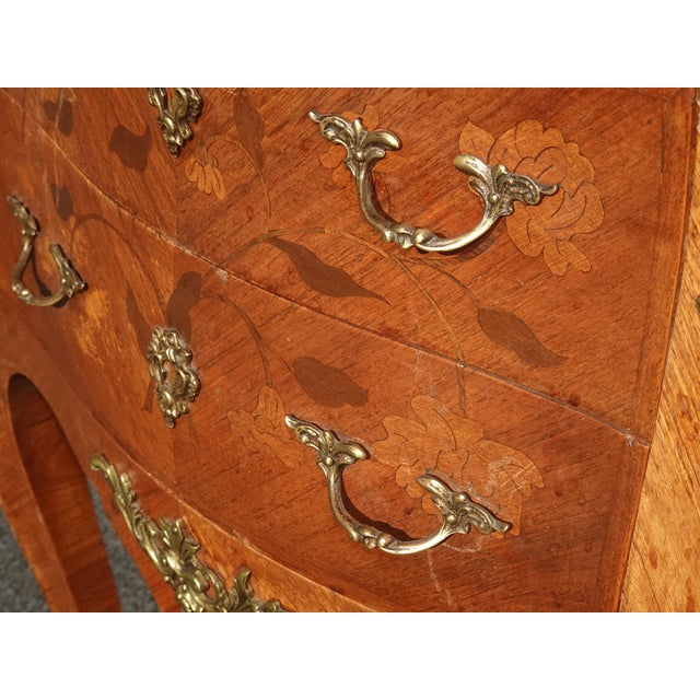 Antique French Louis XVI Marble Top Nightstand With Brass Ormolu For Sale - Image 14 of 17