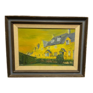 1960s Clarence Agress Oil on Canvas of English Cottages
