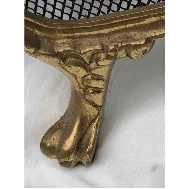 Vintage French Provincial Style Brass Fireplace Screen Bird Design 39" W X 29" H For Sale In Pittsburgh - Image 6 of 7