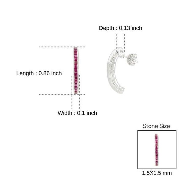 Sleek Design Natural Ruby Vertical Linear Bar Earrings for Girlfriend- 2 Pieces For Sale - Image 9 of 11
