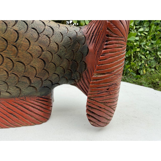 Vintage Hand-Carved Folk Art Fish Sculpture For Sale - Image 12 of 12