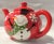 Vintage Hand Painted Red & White Snowman Porcelain Snowflake Christmas Holiday Teapot Tea Pot For Sale - Image 9 of 9