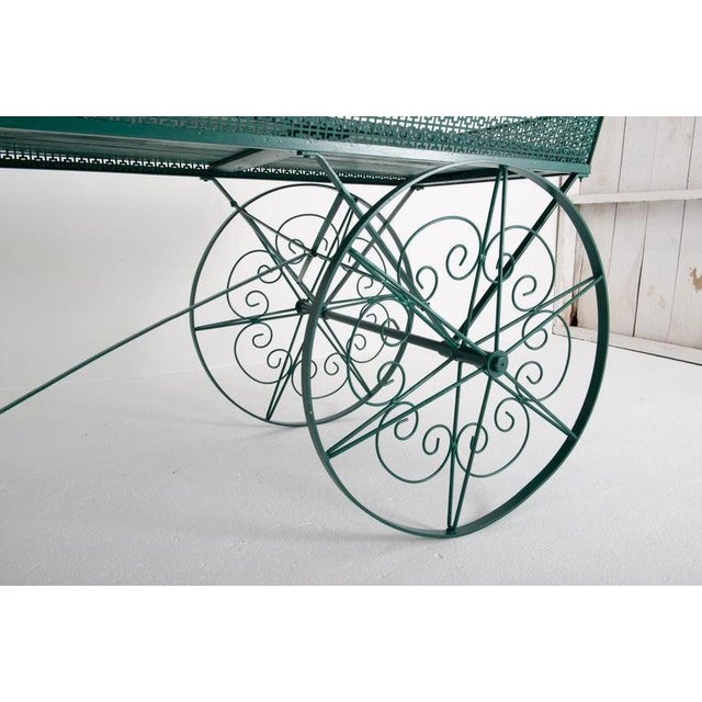 Vintage Large Green Wood and Metal Garden Flower Cart For Sale - Image 9 of 13