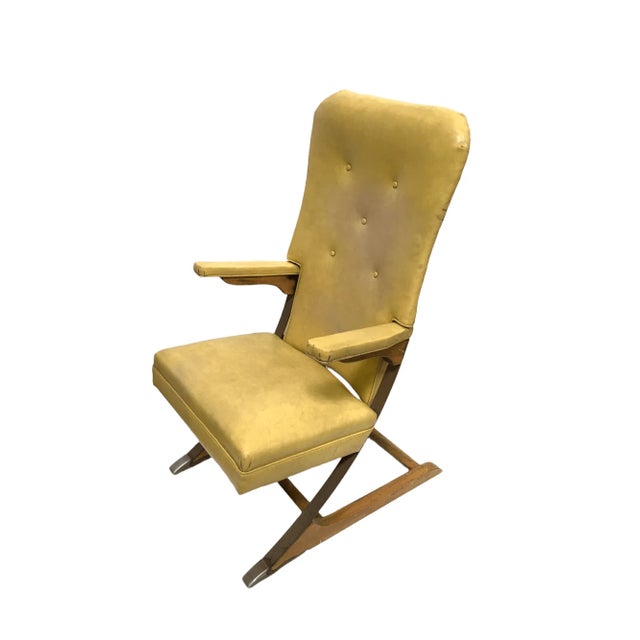 Vintage Rock-A-Chair Cantilever Rocker Chair in Harvest Gold Vinyl For Sale In Los Angeles - Image 6 of 12