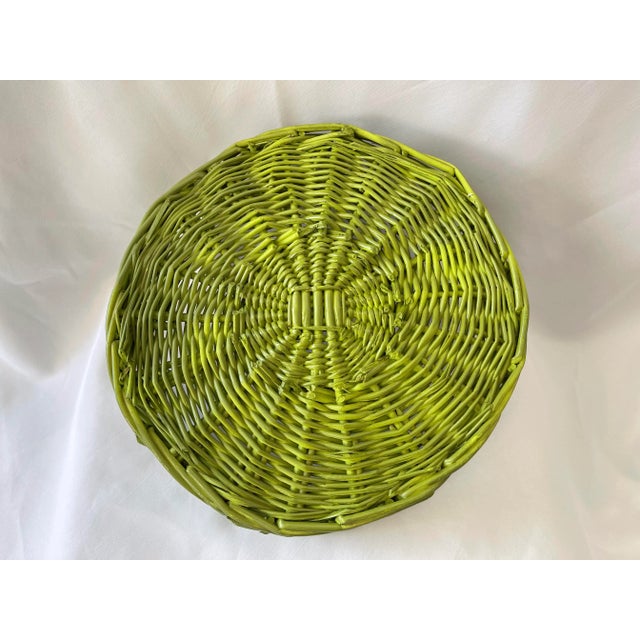 Wood Vintage Wicker Green Sangria Wine Carafe With Glasses Set - 8 Pieces For Sale - Image 7 of 9