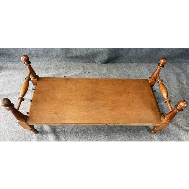 Early 20th Century Antique Oak Turned-Post Quilting Frame Bench For Sale - Image 5 of 12