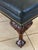 Chippendale Vintage Slate Blue Leather Ottoman, Chippendale Footstool, Brass Nailhead Trim, Claw Ball Feet For Sale - Image 3 of 5