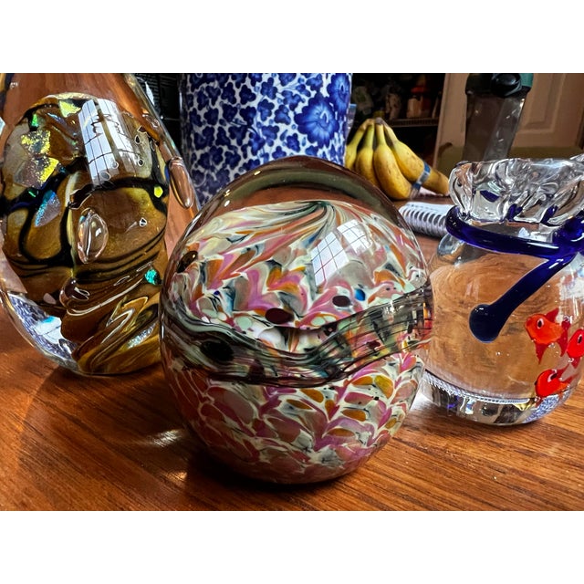 Up for consideration is a beautiful vintage collection of abstract glass paperweights. These would look lovely in your...