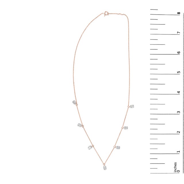 Early 21st Century 14K Rose Gold 1 3/8 Cttw Oval Lab Grown Diamond Dangle Station Necklace - 17" Inches For Sale - Image 5 of 5