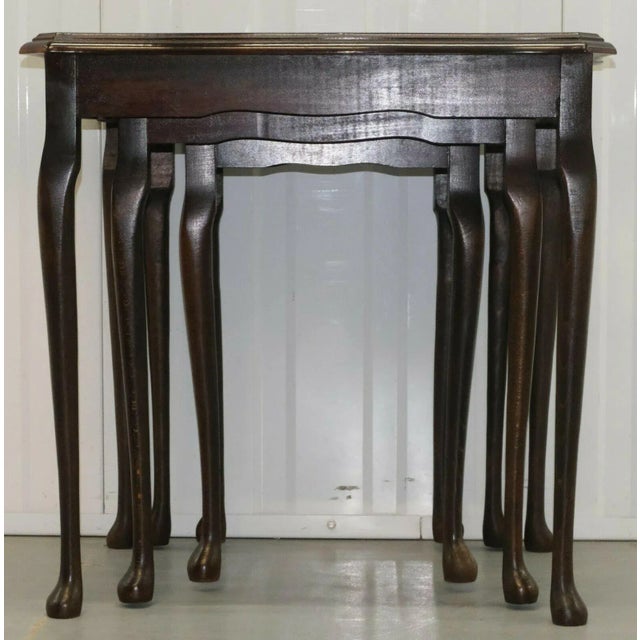 Mahogany Nesting Tables on Cabriole Legs, Set of 3 For Sale - Image 5 of 11