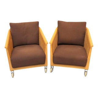 Woven Rattan Mozart Armchairs by Antonio Citterio for Flexform, 1990s, Set of 2 For Sale