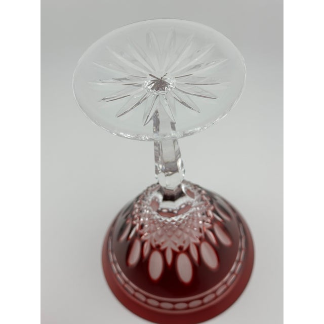 1990s Waterford Clarendon Ruby Red Martini Glass | Cut to Clear Crystal | Excellent For Sale In Boston - Image 6 of 9