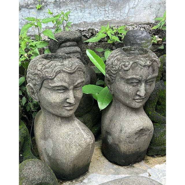 Pair of Vintage Stone Garden Goddess Busts For Sale - Image 11 of 11