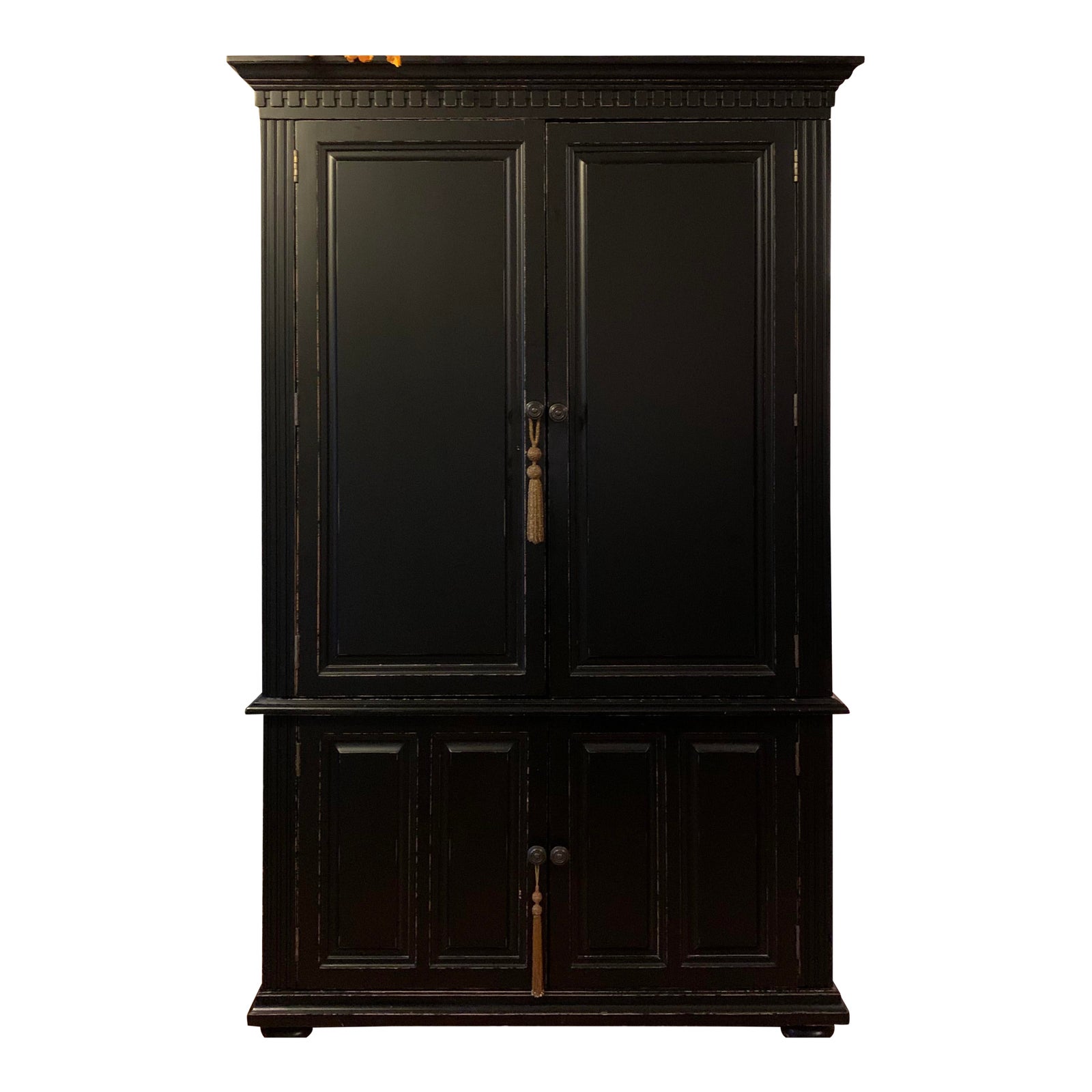 Ballard Designs Black Distressed Office Armoire Chairish
