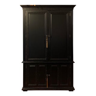 Ballard Designs Black Distressed Office Armoire For Sale