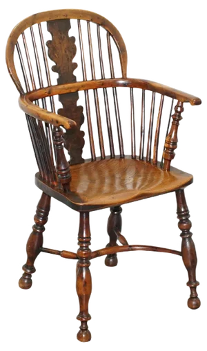 English Country House Burr Yew Wood & Elm Windsor Armchair, 1860s