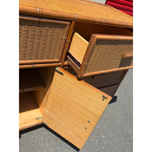 Vintage 1970’s 72”Faux Bamboo Credenza Dresser For Sale - Image 10 of 10