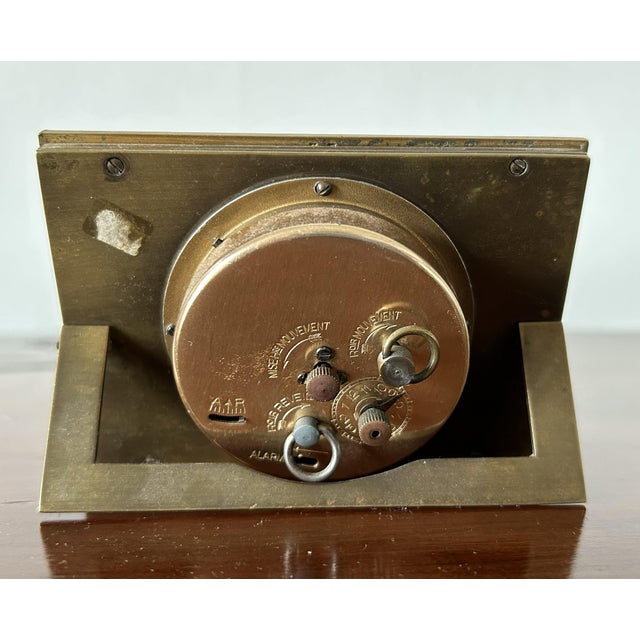 1920s Art Deco Enameled Desk Clock and Alarm by Charles Hour, France, 1930s For Sale - Image 5 of 10