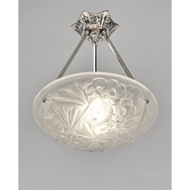 1930s French Art Deco Pendant Light by Francis Hubens & Degue 1930 France For Sale - Image 5 of 11