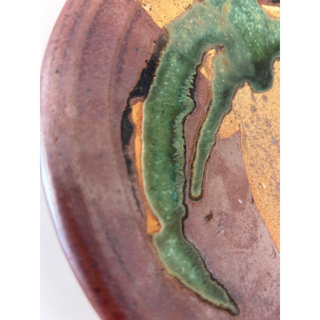 Bronze Vintage Studio Pottery Absract Decorative Plate For Sale - Image 8 of 10