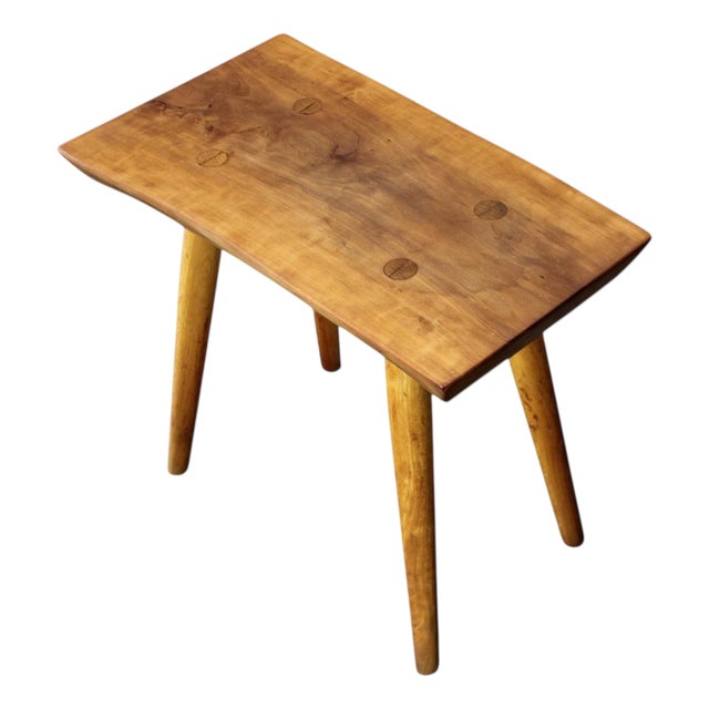 Mid-Century Modern Cherry Stool, Czechoslovakia, 1960s For Sale