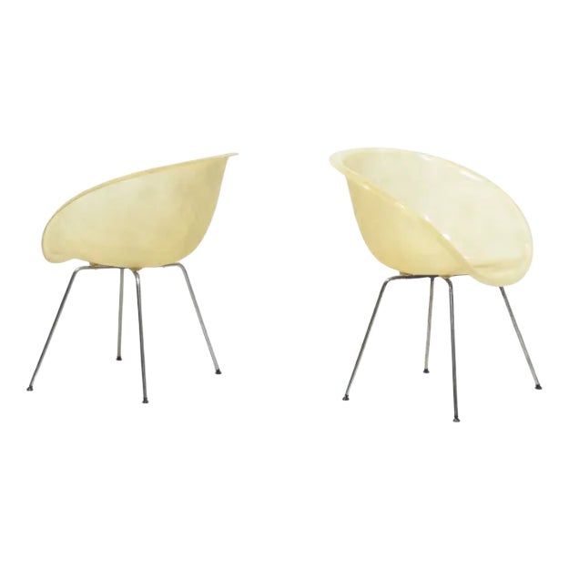 Set of Vintage Fiber Glass Shell Chairs For Sale
