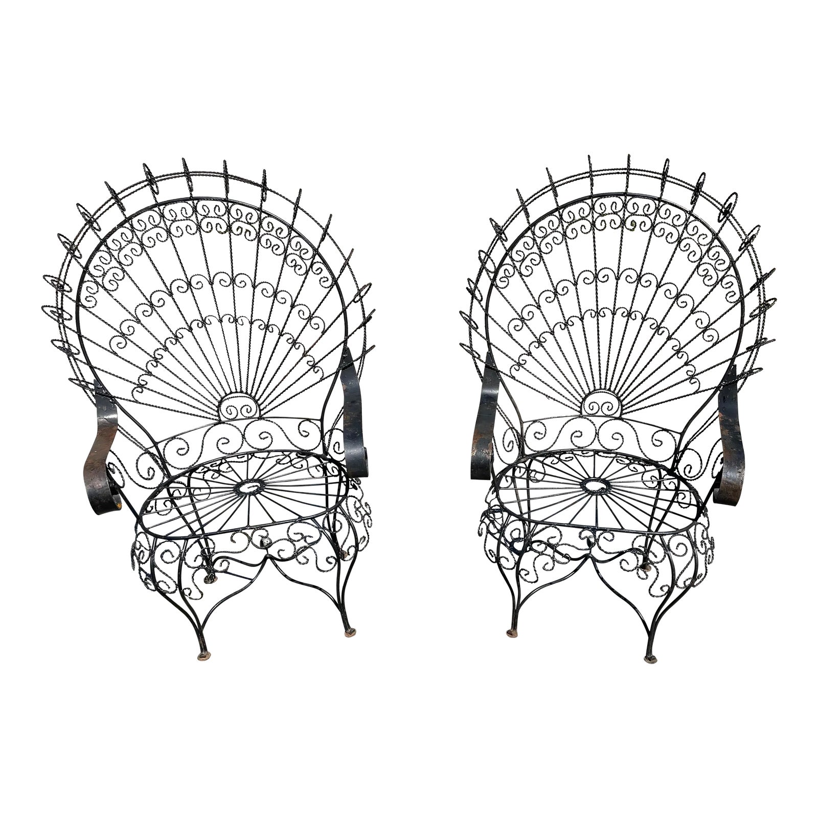 Vintage Salterini Wrought Iron Peacock Chairs a Pair Chairish