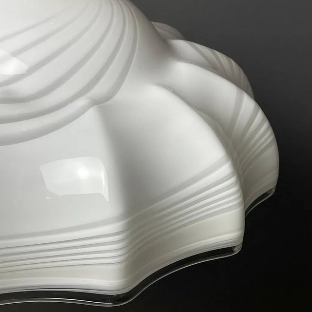 White Vintage Italian Pendant Lamp in Swirl Murano Glass, 1970s For Sale - Image 8 of 13