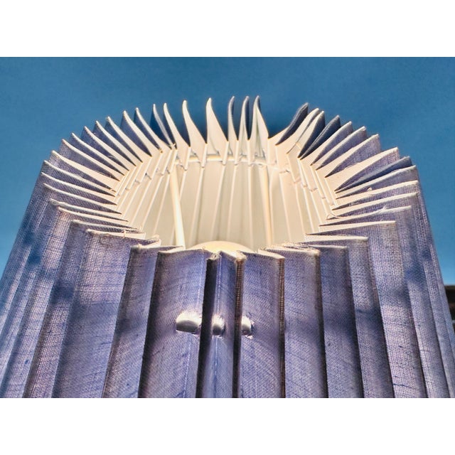 1960s Danish Studio Ceramic Table Lamp with Pleated Lampshade, 1960s For Sale - Image 5 of 16