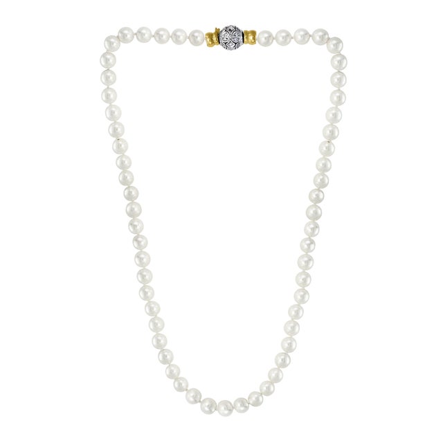286 Akoya Pearls Strand Necklace and Bracelet Set 18 Karat Gold/ Diamond Clasp For Sale In New York - Image 6 of 8