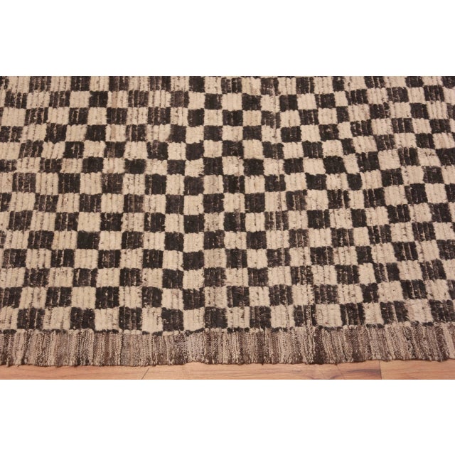 Beautiful Black and White Checker Design Modern Central Asian Rug, Country of Origin: Central Asia, Circa date: Modern Rugs