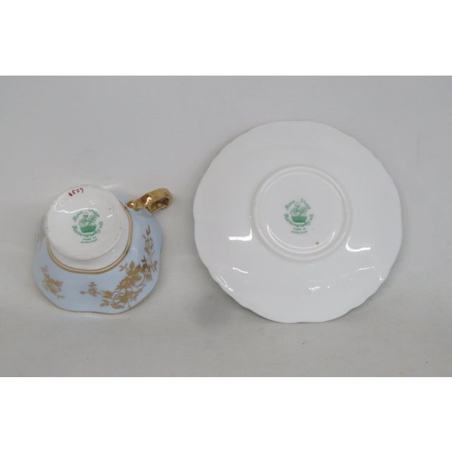 White Hammersley Blue England Bone China Set of Tea Cup and Saucer 4654b For Sale - Image 8 of 17