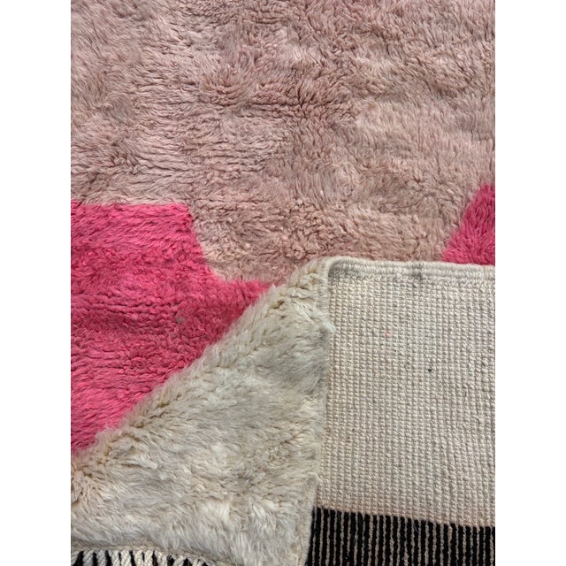 Contemporary Moroccan M'rirt Rug — Hot Pink, Ivory & Black | Hand-Knotted For Sale - Image 9 of 9