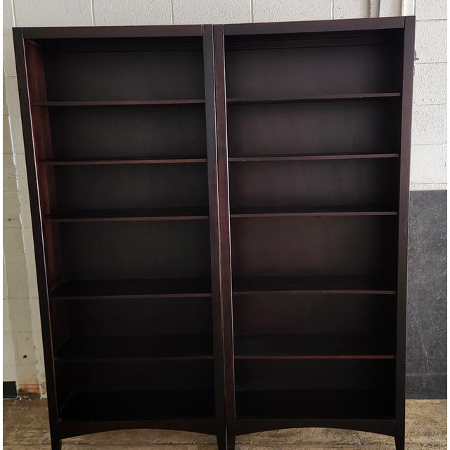 2010s Matching Pair of Hamilton Heritage Wood Bookshelves For Sale - Image 5 of 7