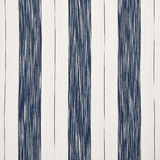 Sample - Schumacher Arroyo Stripe Fabric in Indigo For Sale