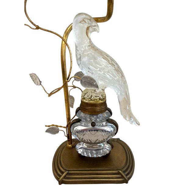 Metal Maison Bagues Rock Crystal Bird Table Lamps For Sale - Image 7 of 10