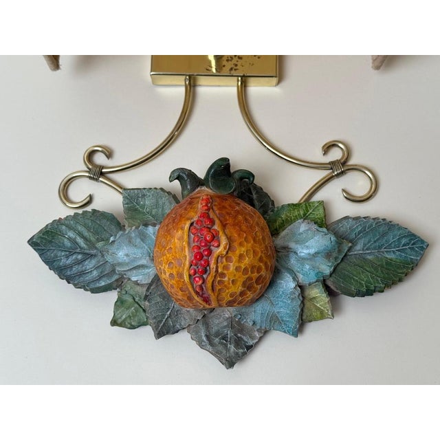 Italian Hand-Painted Pomegranate Sconces, 1970s, Set of 3 For Sale - Image 9 of 17
